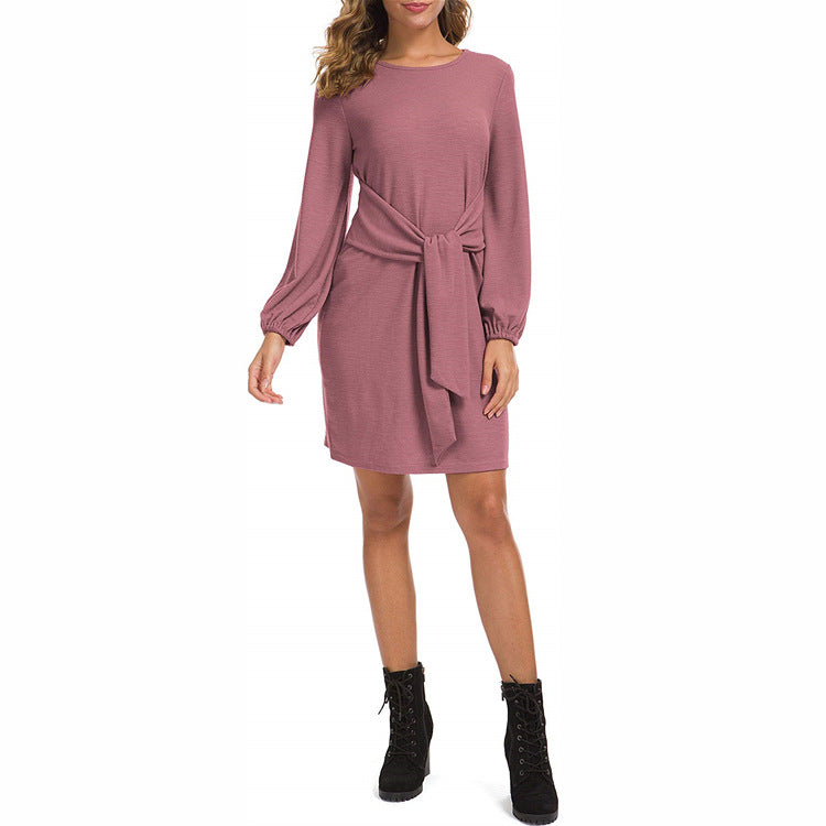 Mithra Tie Front Knit Dress - Dusty Pink