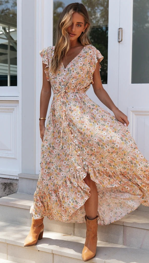 Parks Floral Tassel Maxi Dress - Ivory Multi