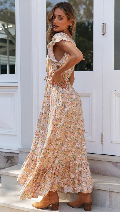 Parks Floral Tassel Maxi Dress - Ivory Multi