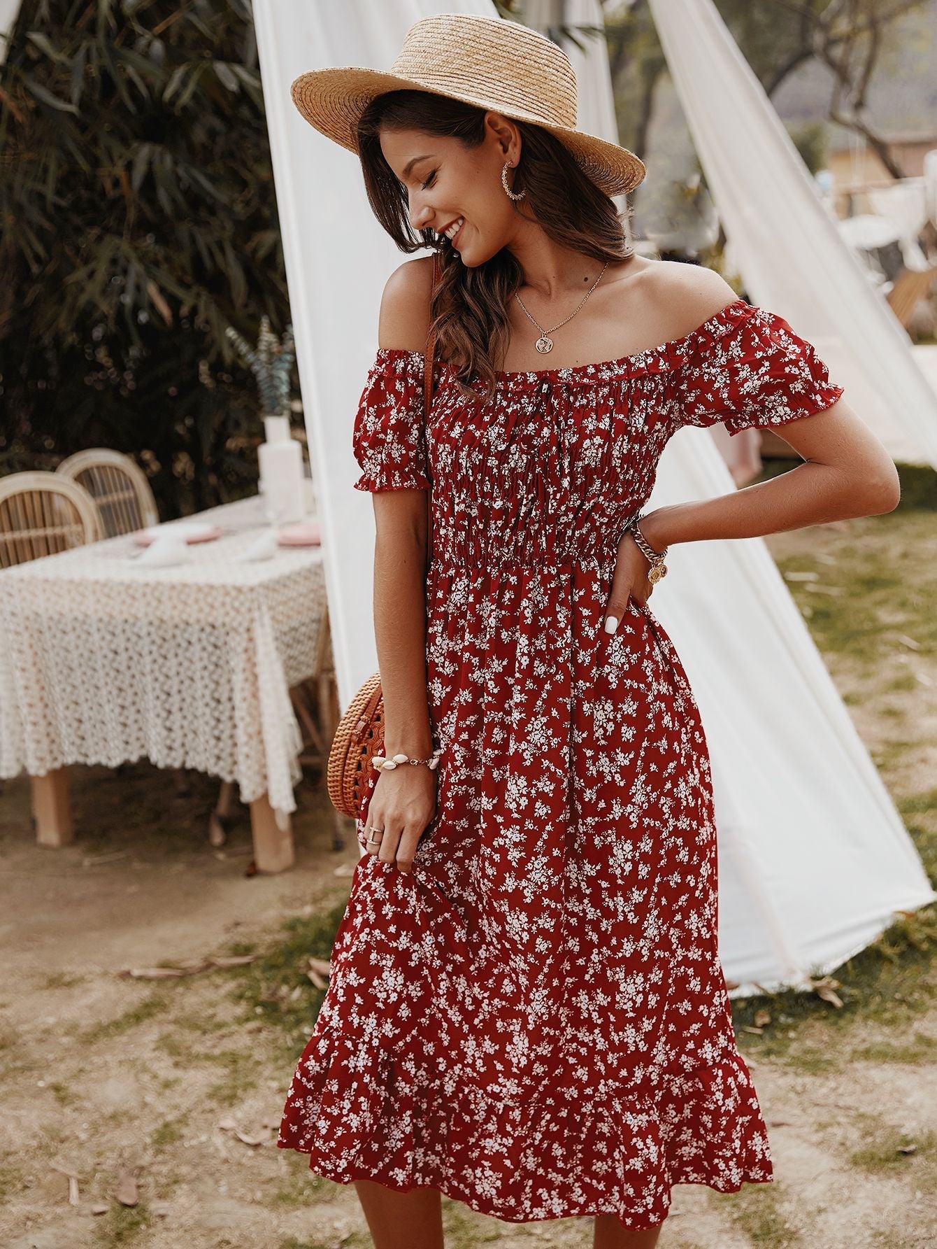 Hayes Floral Off The Shoulder Maxi Dress