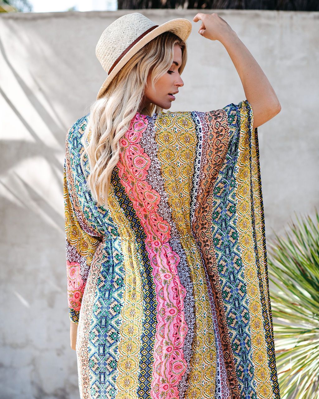 Enticing Patchwork Kimono Maxi Dress