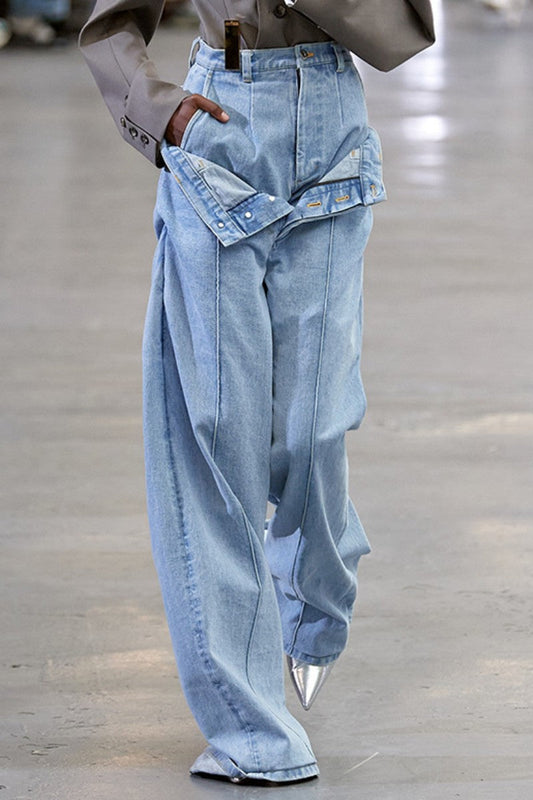 KittenAlarm - Casual Solid Patchwork Regular Denim Jeans