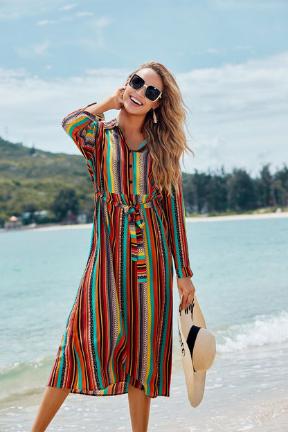 Love Often Striped Shimmer Maxi Dress