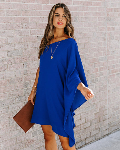 Side To Side One Shoulder Statement Dress - Royal Blue