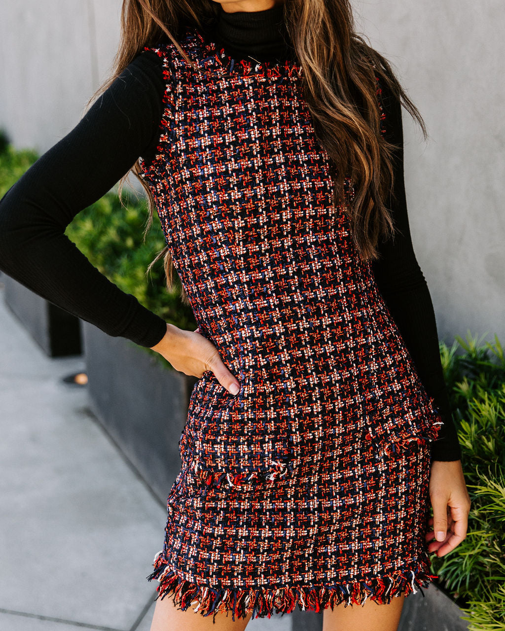 Words Of Wisdom Tweed Mini Dress