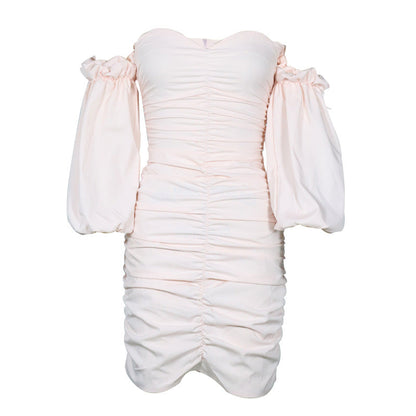 Villy Puff Sleeve Bodycon Dress - Peach