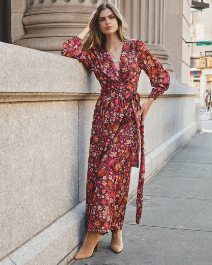 Village Views Floral Wrap Maxi Dress