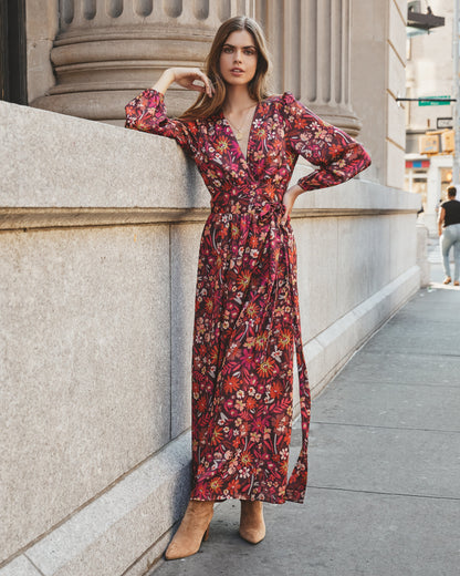 Village Views Floral Wrap Maxi Dress