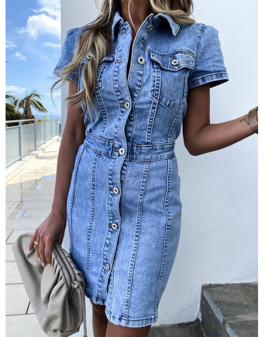 Tribeca Pocketed Button Down Denim Dress - FINAL SALE