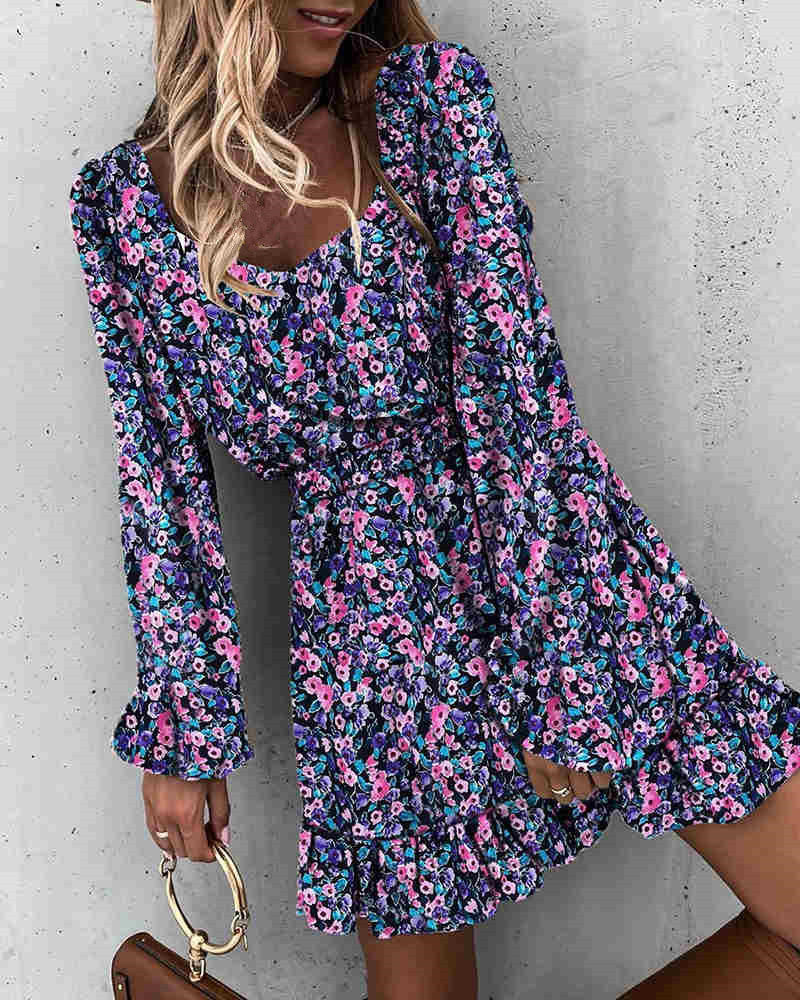 Mallory Floral Crochet Ruffle Dress