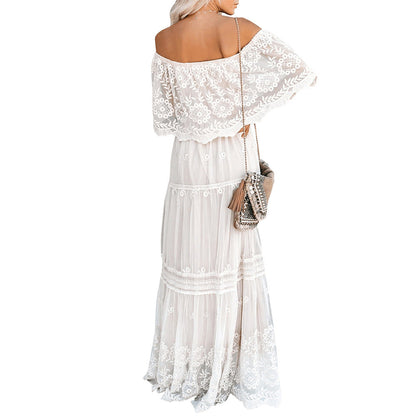 Flower Child Off The Shoulder Lace Maxi Dress