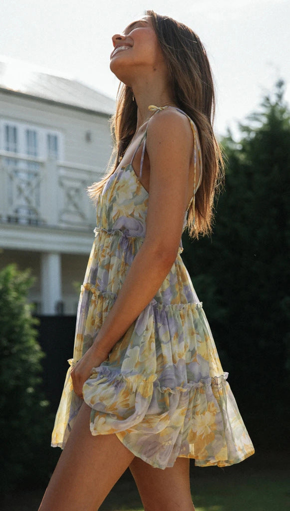 Dress The Part Floral Chiffon Tie Dress