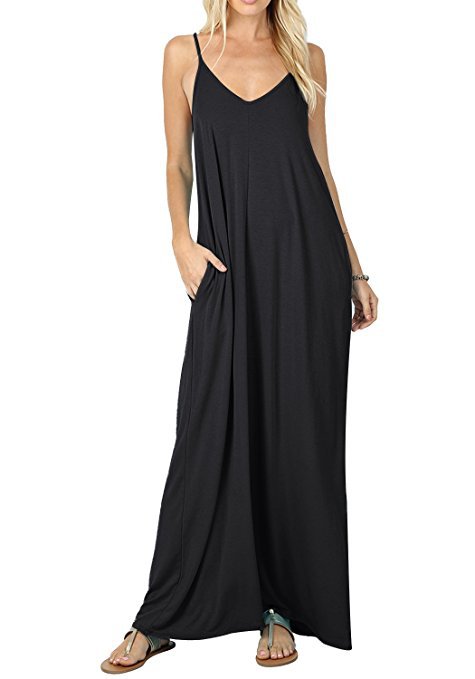 Olivian Pocketed Maxi Dress - Black