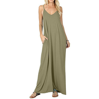 Olivian Pocketed Maxi Dress - Moss Green