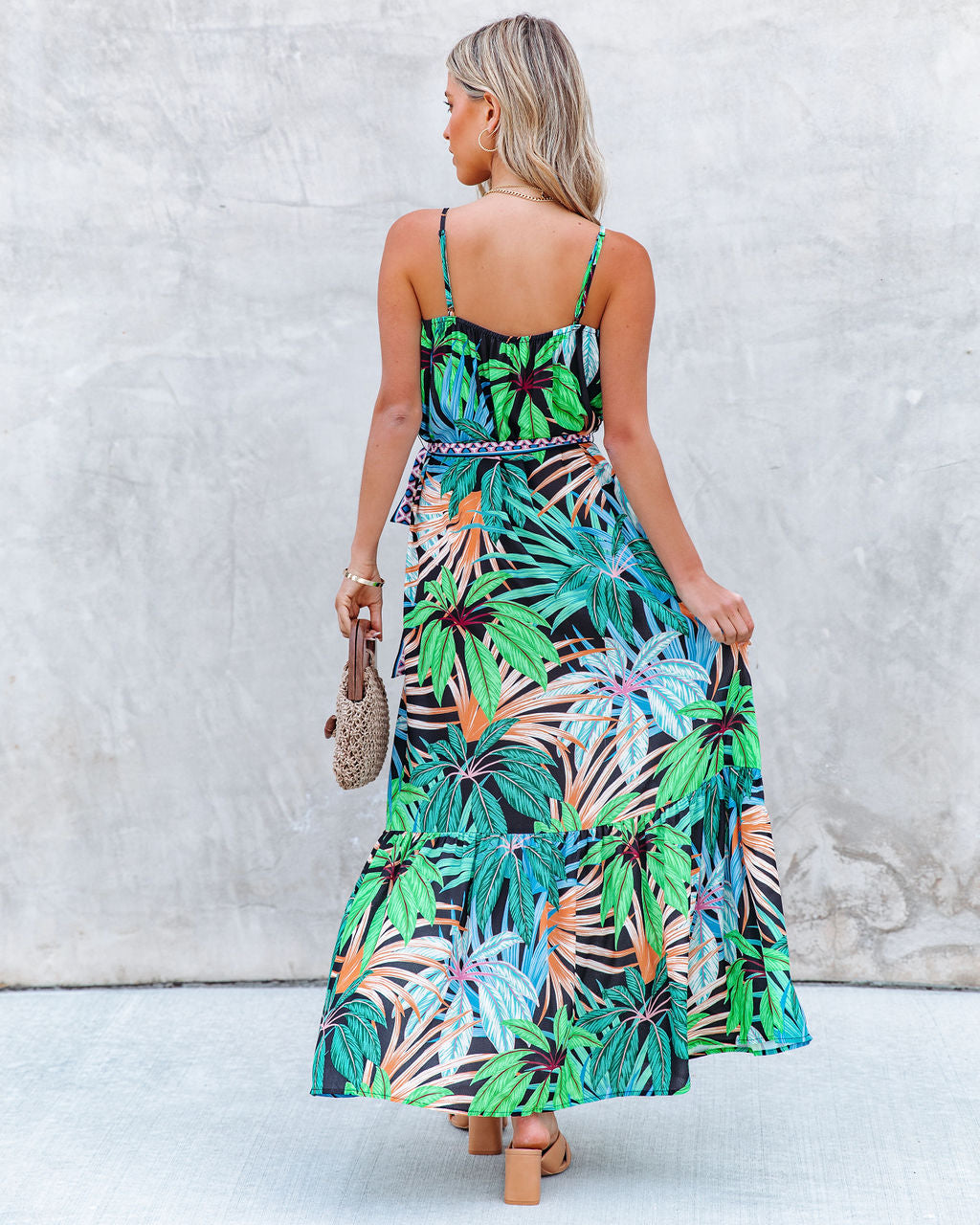 Find Paradise Palm Print Maxi Dress