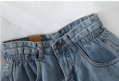 KittenAlarm - New Summer High Waist Denim Shorts Women Casual Loose Ladies Fashion Plus Size Elastic Waist Wide Leg Short Jeans Female