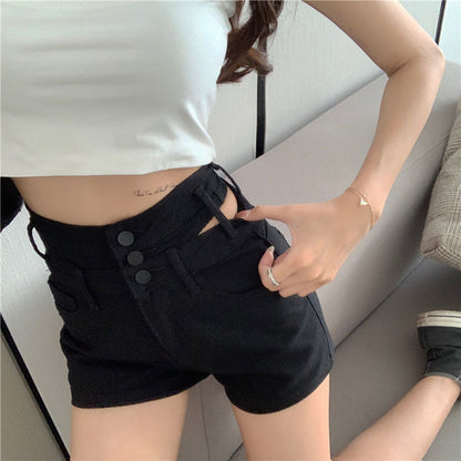 KittenAlarm - Fashion Korean Distressed Sexy Vintage Aesthetic High Waist Trendy Hot Casual Women's Jeans Short Pants Denim Shorts Summer