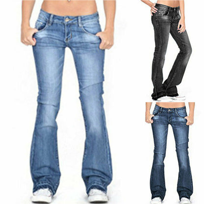 KittenAlarm - Skinny Flared Jeans Women's Fashion Denim  Pants Bootcut Bell Bottoms Stretch Trousers Women Jeans Woman Jeans Low Rise Jeans