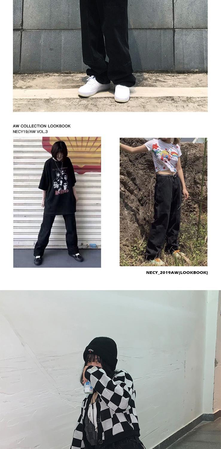 KittenAlarm - Retro Jeans Women Harajuku Vintage Black Street BF Style Chic College Teens Streetwear All-match Loose Fashion Femme Trousers