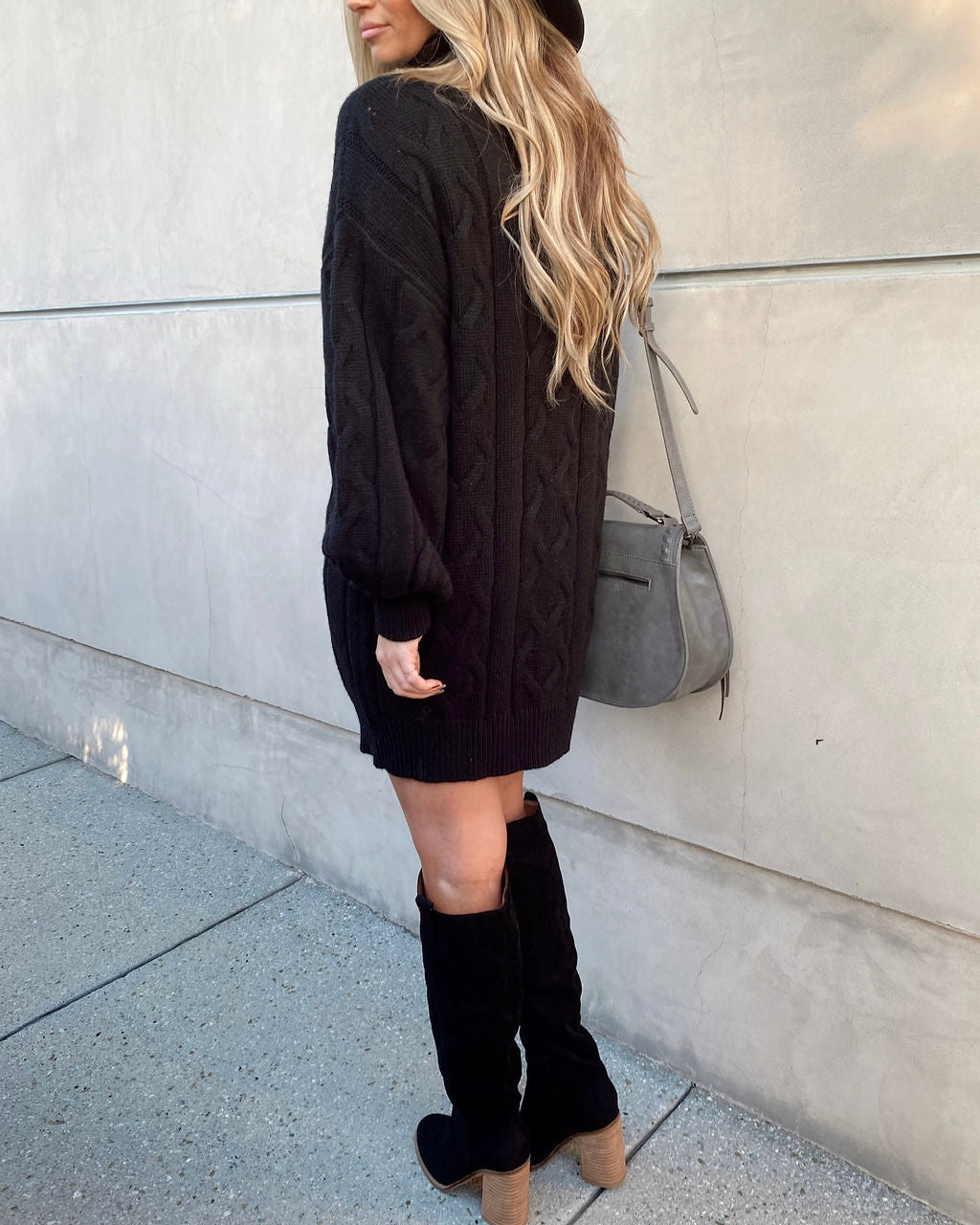 Milana Cable Knit Turtleneck Sweater Dress
