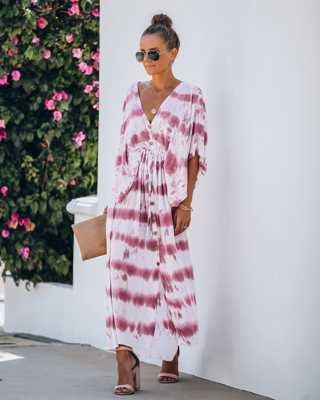 Estancia Adjustable Tie Dye Kimono Maxi Dress