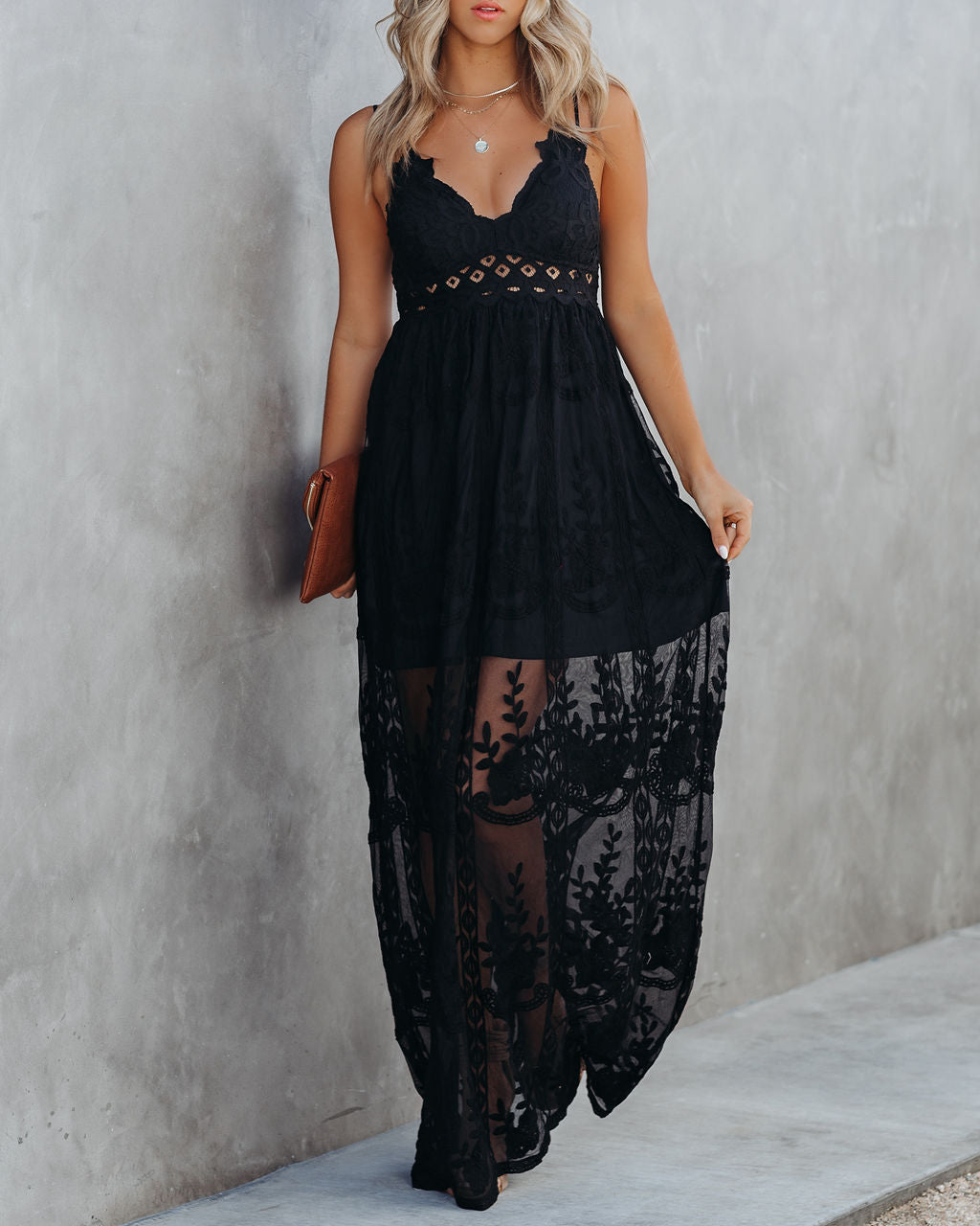 Invite Tranquility Lace Maxi Dress - Black - FINAL SALE