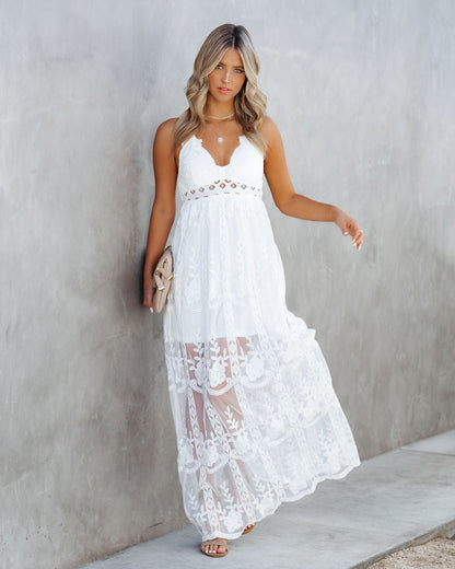 Invite Tranquility Lace Maxi Dress - Ivory - FINAL SALE