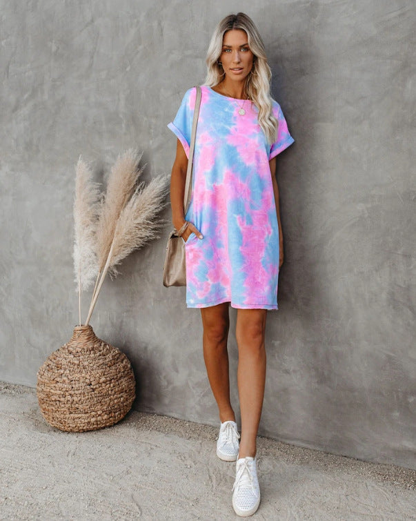 Pastels Cotton Tie Dye Sweatshirt Dress