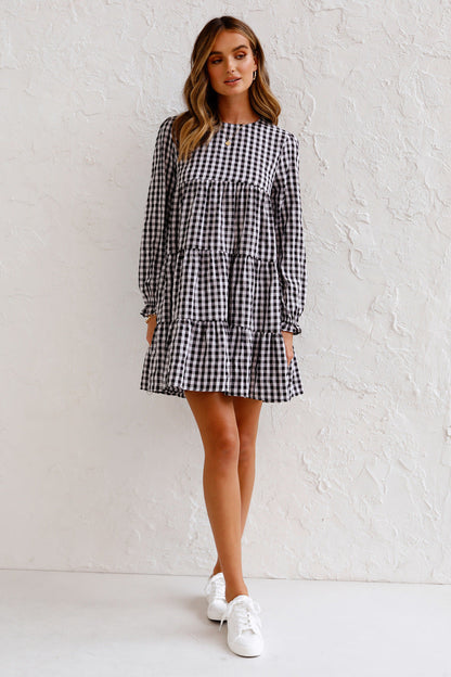 Urika Cotton Blend Plaid Babydoll Dress - FINAL SALE