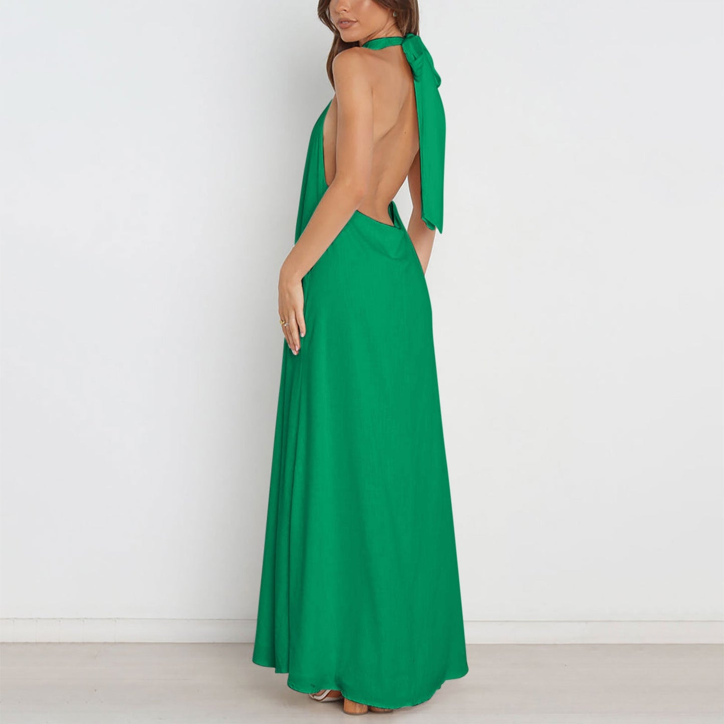 Mitra Backless Halter Maxi Dress