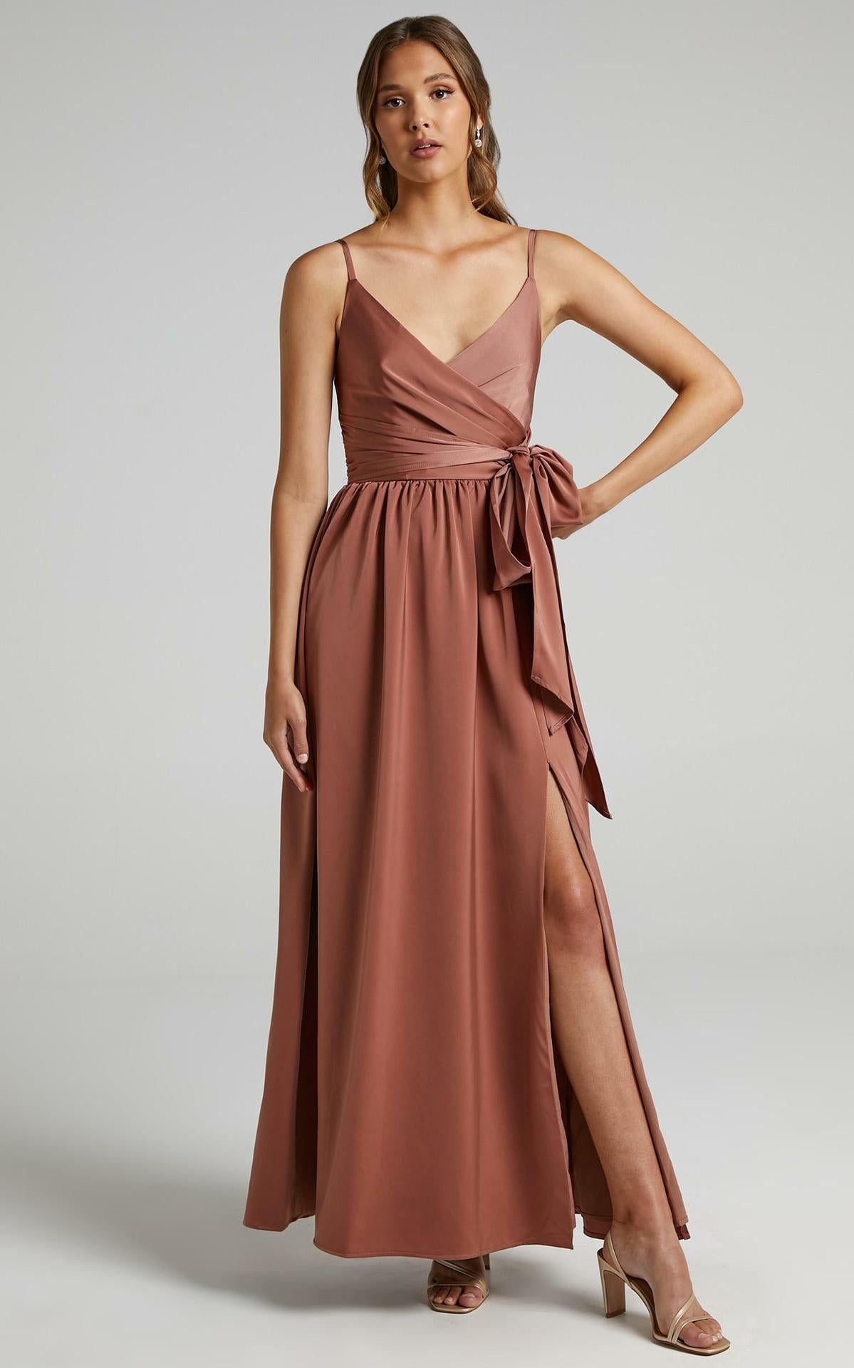 Limelight Satin High Low Maxi Dress - Mauve