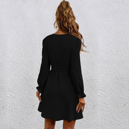 Sequel Bell Sleeve Tie Dress - Black