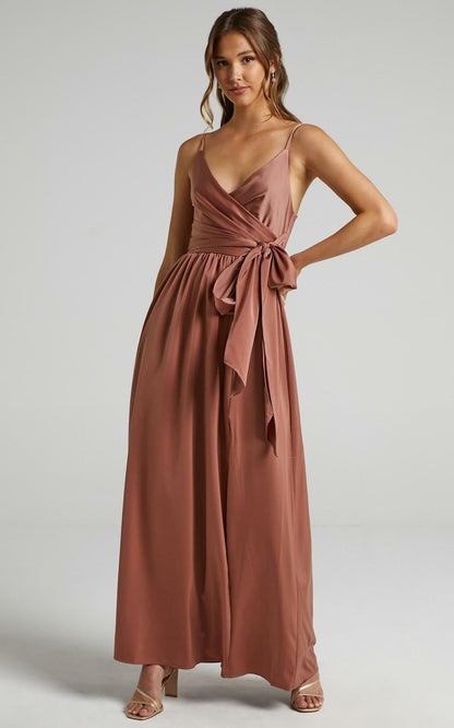 Limelight Satin High Low Maxi Dress - Mauve