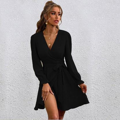 Sequel Bell Sleeve Tie Dress - Black