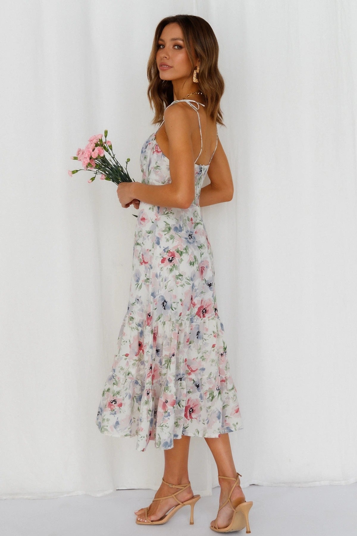 Hulda Floral Smocked Asymm Maxi Dress