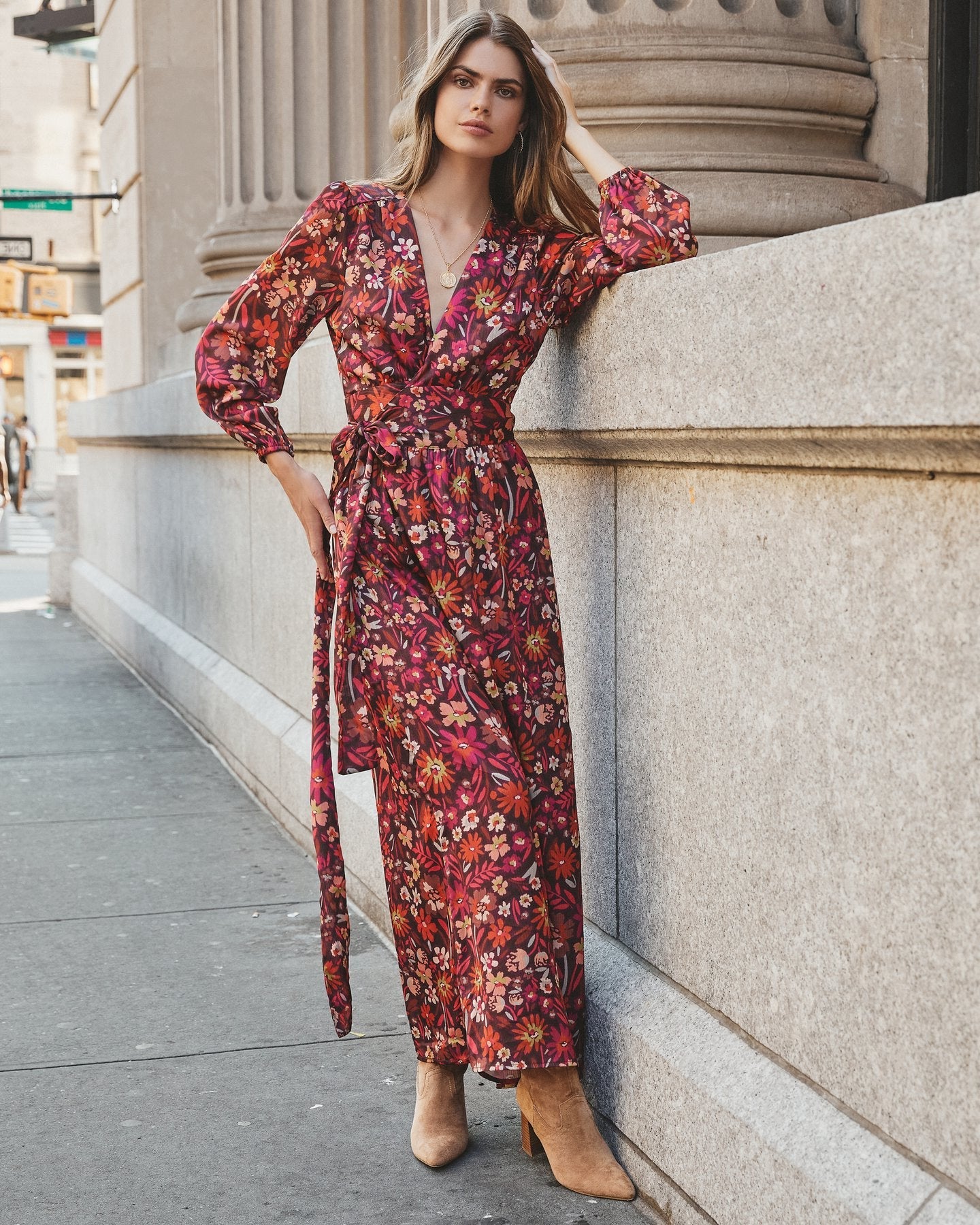 On Pace Floral Twist Front Maxi Dress