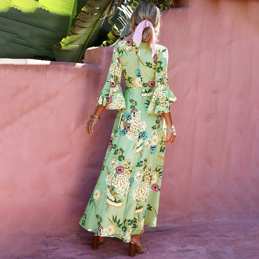 Israella Floral Wrap Maxi Dress - Sage - FINAL SALE