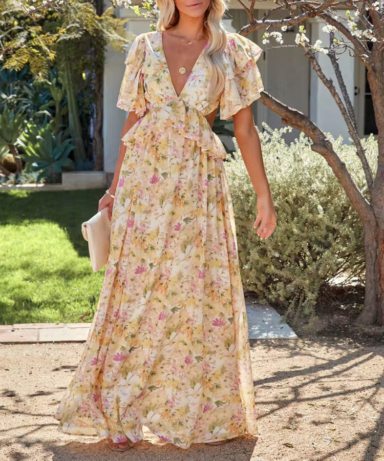 Spring Fling Floral Ruffle Tiered Maxi Dress