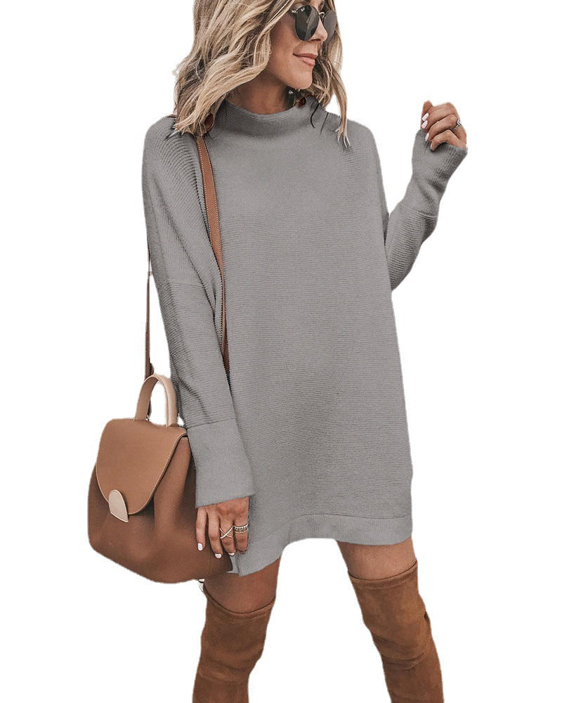 Marcelle Mock Neck Knit Dress - Light Mocha