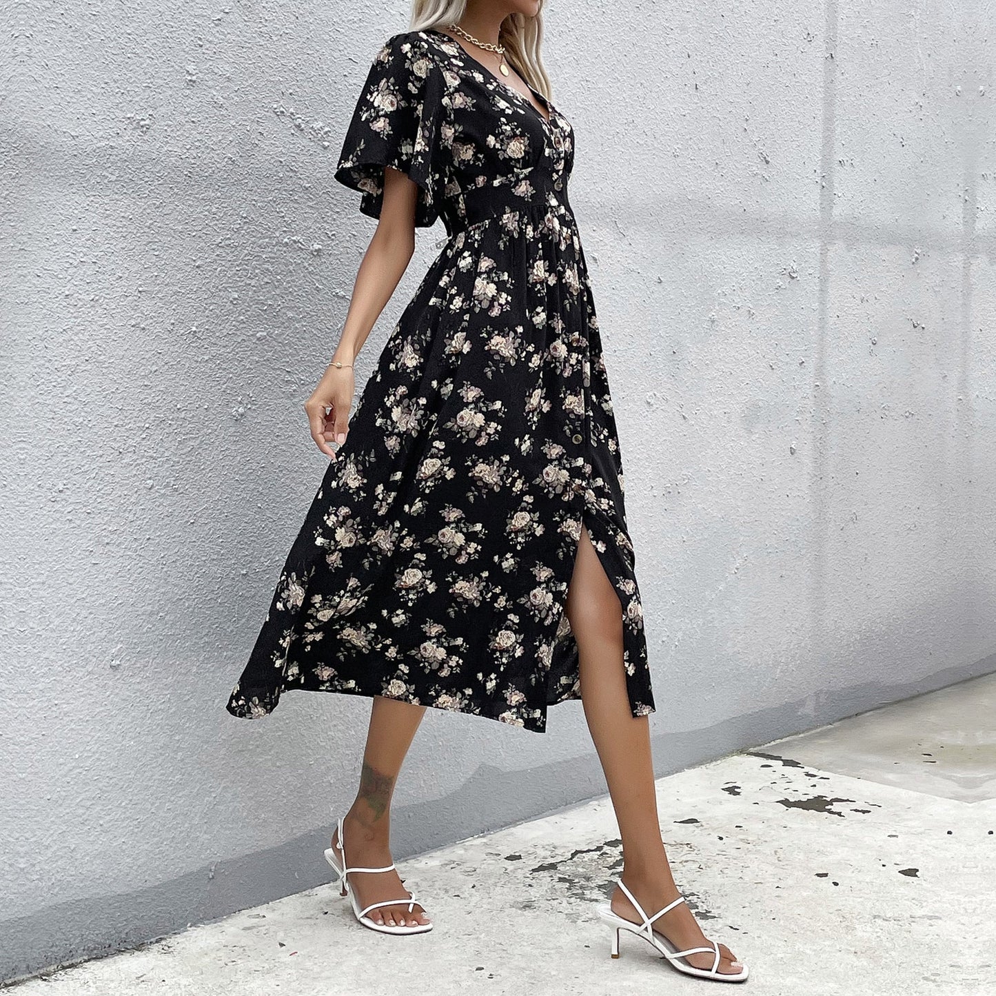 Lowena Floral Kimono Maxi Dress