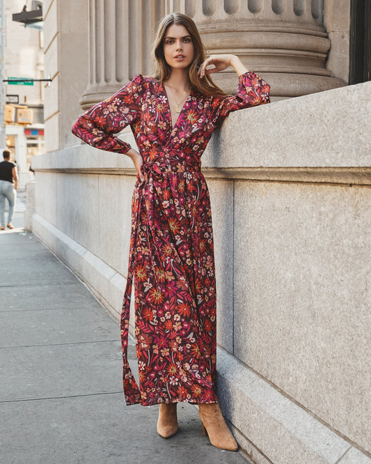 On Pace Floral Twist Front Maxi Dress