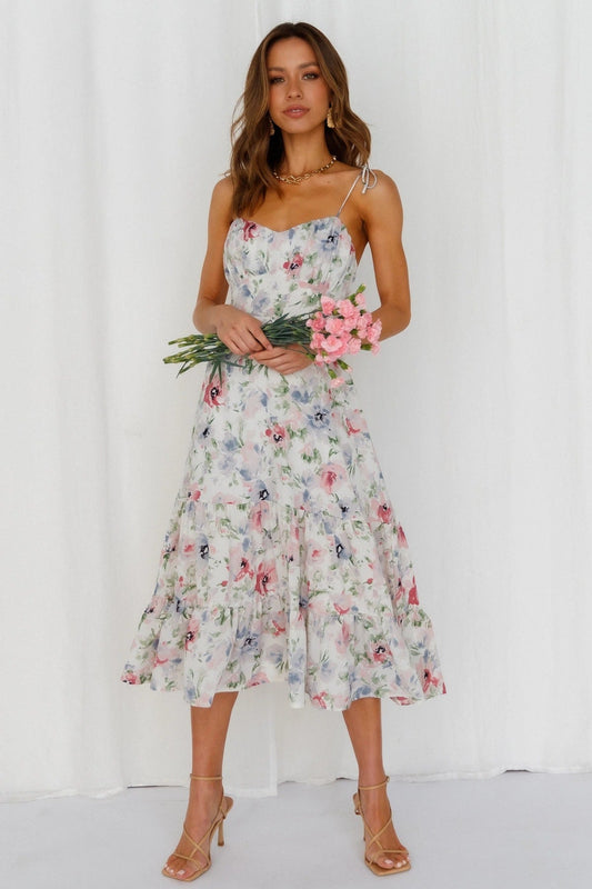 Hulda Floral Smocked Asymm Maxi Dress