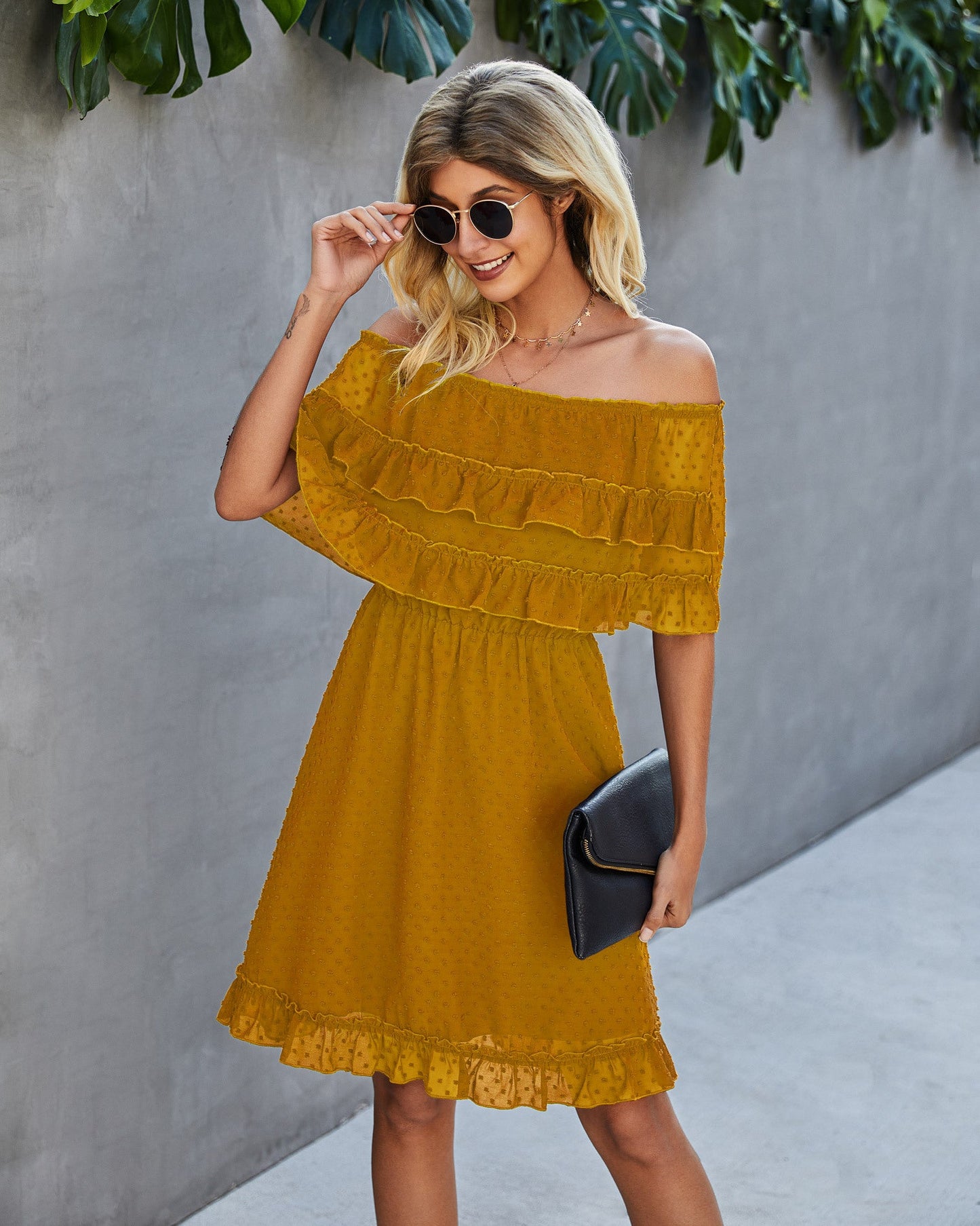 Panache Off The Shoulder High Low Maxi Dress - Sunflower