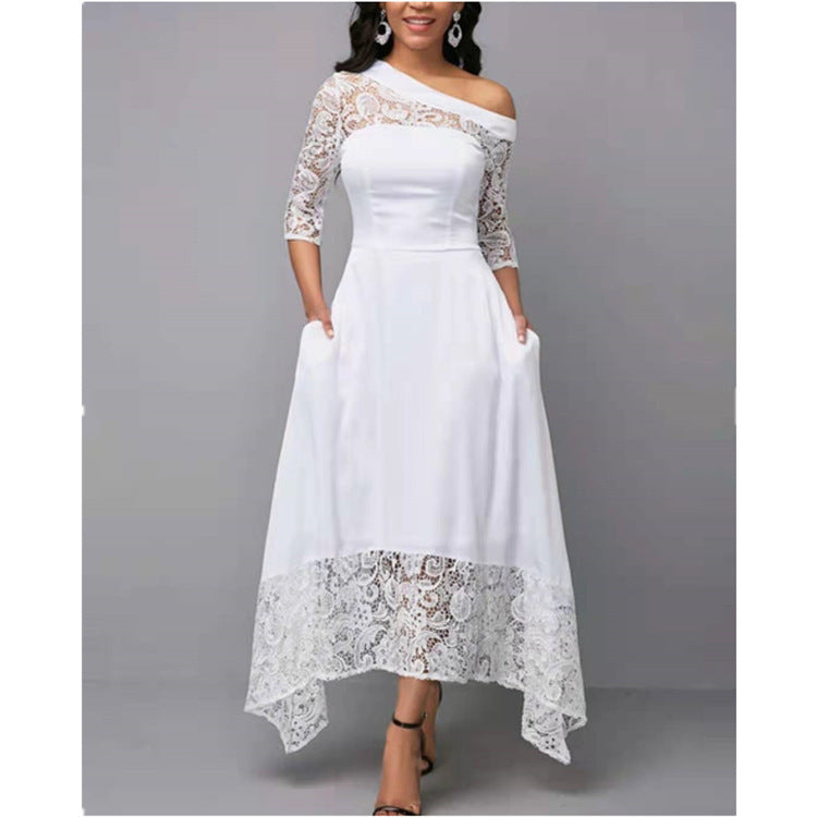 Overjoyed Pocketed Crochet Lace Maxi Dress - Marshmallow