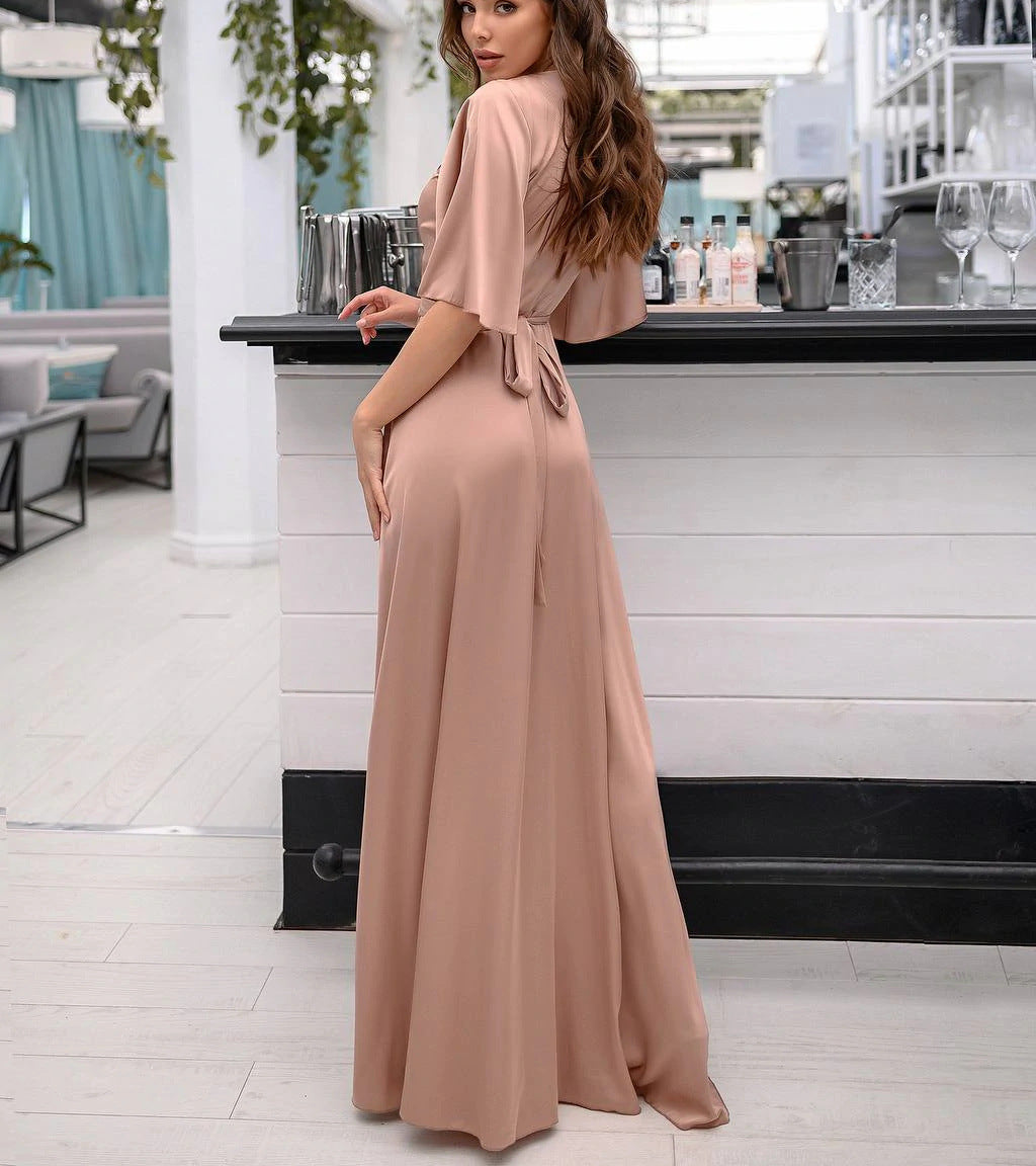 Behati Wrap Kimono Maxi Dress - Blush