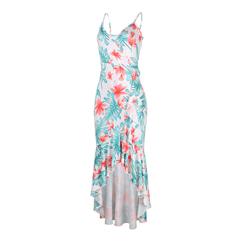 Rover Floral High Low Ruffle Maxi Dress