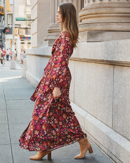 On Pace Floral Twist Front Maxi Dress