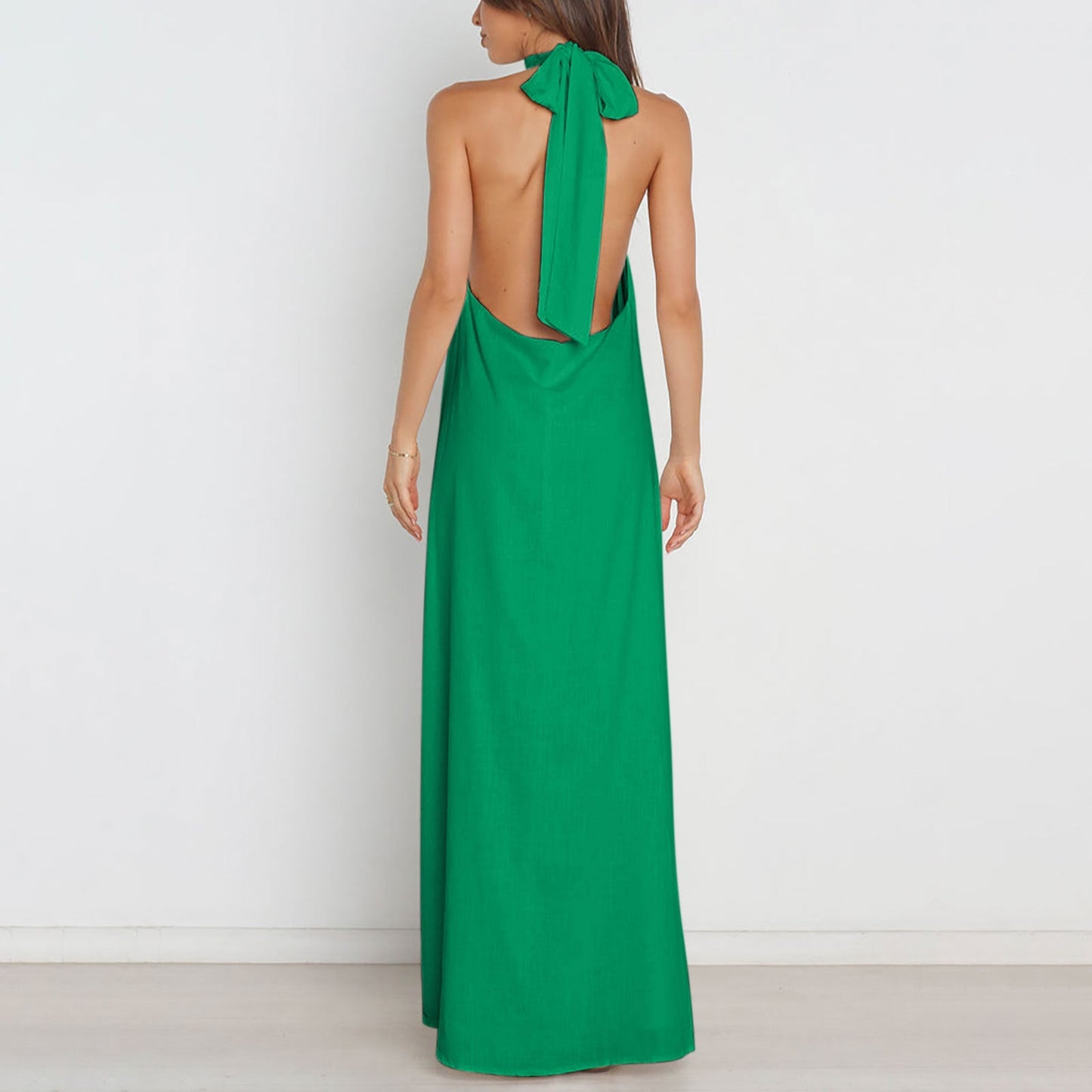 Mitra Backless Halter Maxi Dress