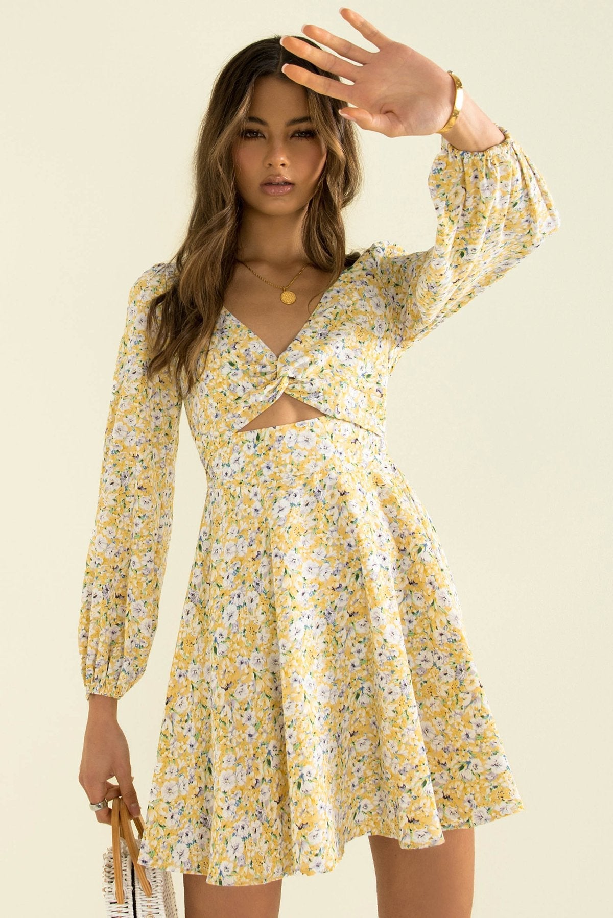 Lowri Floral Long Sleeve Cutout Maxi Dress