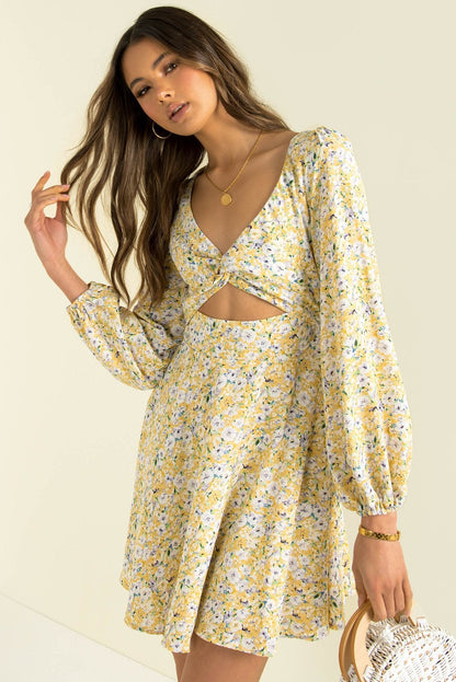 Lowri Floral Long Sleeve Cutout Maxi Dress